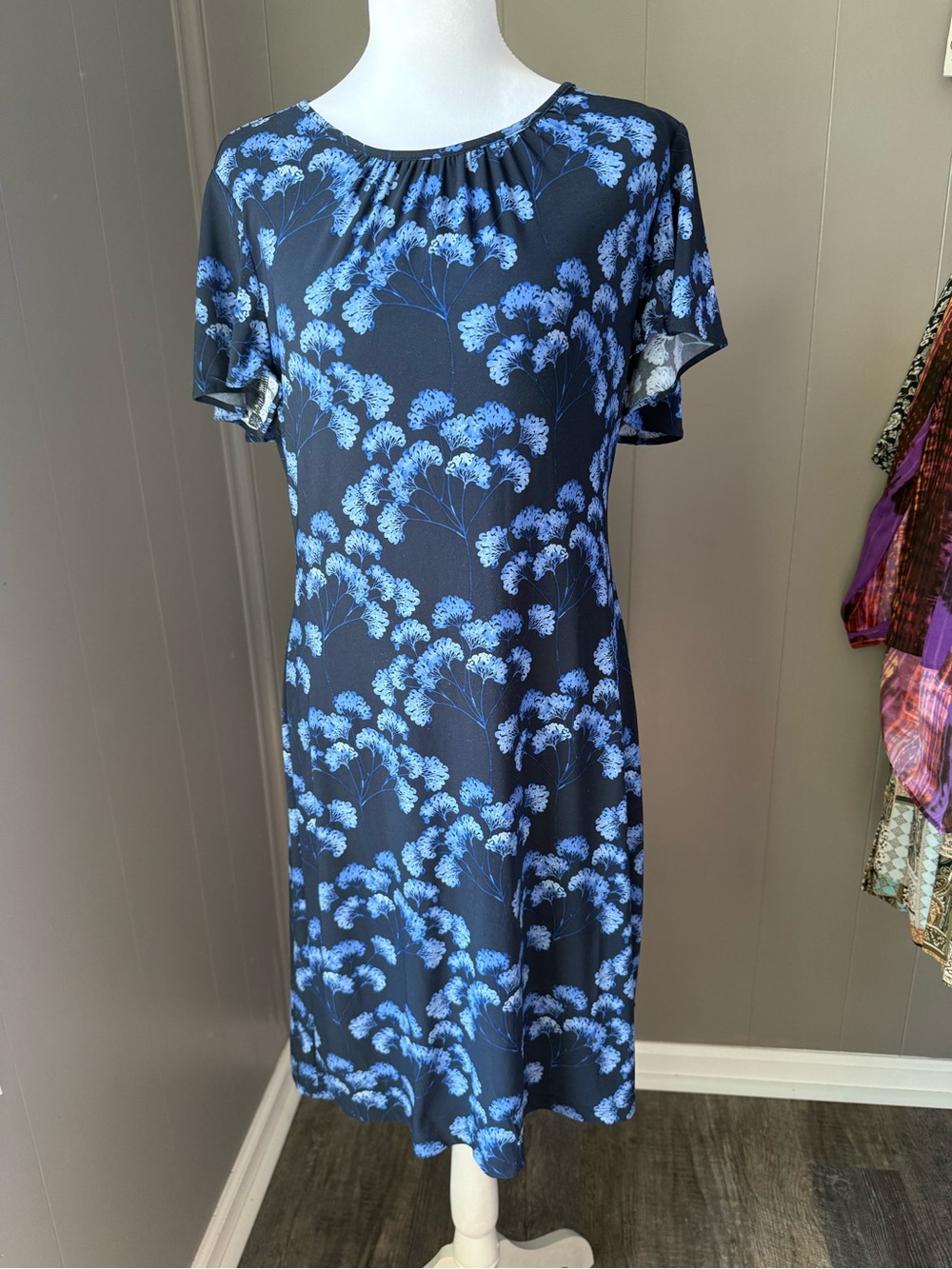 Tommy Hilfiger Navy Blue Floral Midi Dress